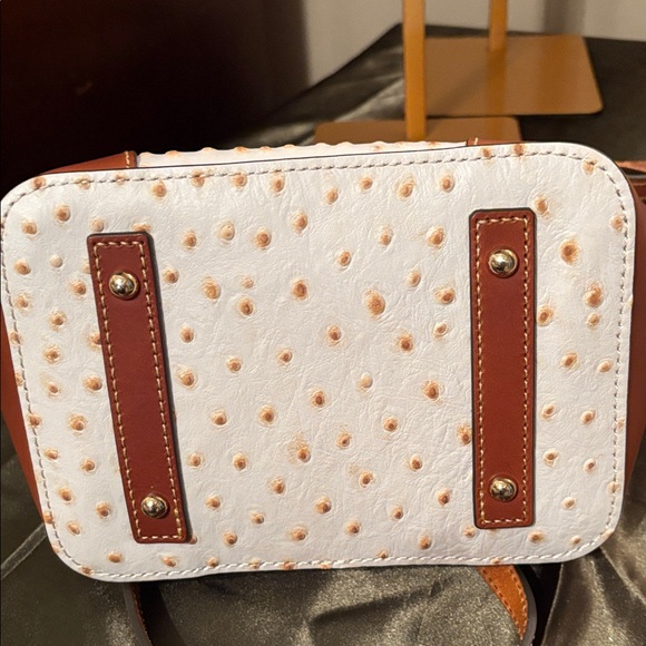 Dooney & Bourke White and Tan Drawstring crossbody Bag - Picture 12 of 12